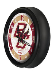 Boston College Eagles Logo Indoor/Outdoor Logo LED Clock from Holland Bar Stool Co Home Sports Decor for gifts Side View