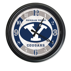 BYU Cougars Logo Indoor/Outdoor Logo LED Clock from Holland Bar Stool Co Home Sports Decor for gifts
