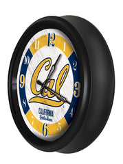 California Golden Bears Logo Indoor/Outdoor Logo LED Clock from Holland Bar Stool Co Home Sports Decor for gifts Side View