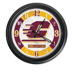Central Michigan Chippewas Bears Logo Indoor/Outdoor Logo LED Clock from Holland Bar Stool Co Home Sports Decor for gifts