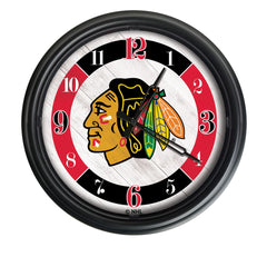 Chicago Blackhawks Logo Indoor/Outdoor Logo LED Clock from Holland Bar Stool Co Home Sports Decor for gifts