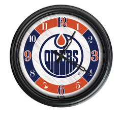 Edmonton Oilers Logo Indoor/Outdoor Logo LED Clock from Holland Bar Stool Co Home Sports Decor for gifts