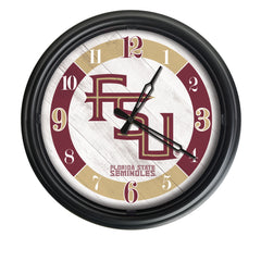 Florida State Seminoles FS Script Logo Indoor/Outdoor Logo LED Clock from Holland Bar Stool Co Home Sports Decor for gifts