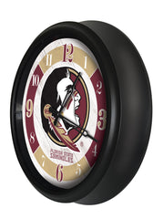 Florida State Seminoles Logo Indoor/Outdoor Logo LED Clock from Holland Bar Stool Co Home Sports Decor for gifts Side View