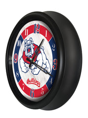 Fresno State Bulldogs Logo Indoor/Outdoor Logo LED Clock from Holland Bar Stool Co Home Sports Decor for gifts Side View