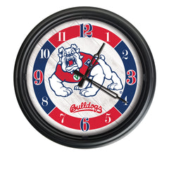 Fresno State Bulldogs Logo Indoor/Outdoor Logo LED Clock from Holland Bar Stool Co Home Sports Decor for gifts