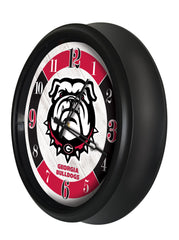 Georgia Bulldogs Logo Indoor/Outdoor Logo LED Clock from Holland Bar Stool Co Home Sports Decor for gifts Side View