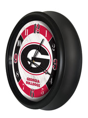 Georgia Bulldogs Block G Logo Indoor/Outdoor Logo LED Clock from Holland Bar Stool Co Home Sports Decor for gifts Side View