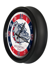 Gonzaga Bulldogs Logo Indoor/Outdoor Logo LED Clock from Holland Bar Stool Co Home Sports Decor for gifts Side View
