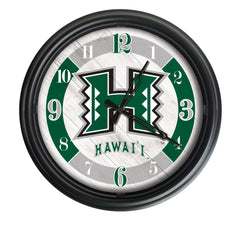 Hawaii Rainbow Warriors Logo Indoor/Outdoor Logo LED Clock from Holland Bar Stool Co Home Sports Decor for gifts