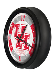 Houston Cougars Logo Indoor/Outdoor Logo LED Clock from Holland Bar Stool Co Home Sports Decor for gifts Side View