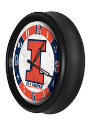 Illinois Fighting Illini Logo Indoor/Outdoor Logo LED Clock from Holland Bar Stool Co Home Sports Decor for gifts Side View