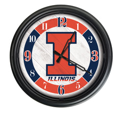 Illinois Fighting Illini Logo Indoor/Outdoor Logo LED Clock from Holland Bar Stool Co Home Sports Decor for gifts