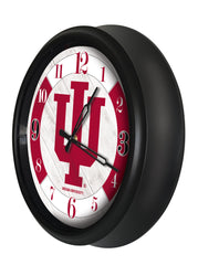 Indiana Hoosiers Logo Indoor/Outdoor Logo LED Clock from Holland Bar Stool Co Home Sports Decor for gifts Side View