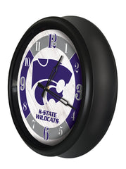 Kansas State Wildcats Logo Indoor/Outdoor Logo LED Clock from Holland Bar Stool Co Home Sports Decor for gifts Side View