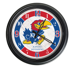 Kansas Jayhawks Logo Indoor/Outdoor Logo LED Clock from Holland Bar Stool Co Home Sports Decor for gifts