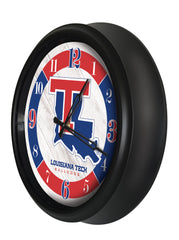 Louisiana Tech Bulldogs Logo Indoor/Outdoor Logo LED Clock from Holland Bar Stool Co Home Sports Decor for gifts Side View