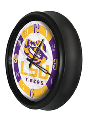 Louisiana State Tigers Logo Indoor/Outdoor Logo LED Clock from Holland Bar Stool Co Home Sports Decor for gifts Side View