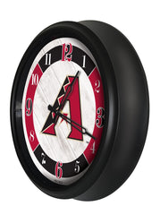 MLB's Arizona Diamondbacks Logo Indoor/Outdoor Logo LED Clock from Holland Bar Stool Co Home Sports Decor for gifts Side View