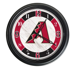 MLB's Arizona Diamondbacks Logo Indoor/Outdoor Logo LED Clock from Holland Bar Stool Co Home Sports Decor for gifts