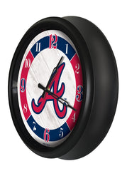 MLB's Atlanta Braves LED Logo Clock for indoor/outdoor use. Side View
