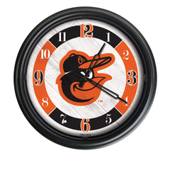 MLB's Baltimore Orioles Logo Indoor/Outdoor Logo LED Clock from Holland Bar Stool Co Home Sports Decor for gifts