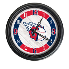 MLB's Cleveland Guardians Logo Indoor/Outdoor Logo LED Clock from Holland Bar Stool Co Home Sports Decor for gifts