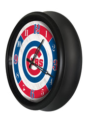 MLB's Chicago Cubs Logo Indoor/Outdoor Logo LED Clock from Holland Bar Stool Co Home Sports Decor for gifts Side View