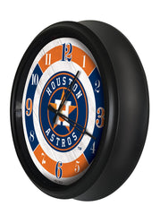MLB's Houston Astros Logo Indoor/Outdoor Logo LED Clock from Holland Bar Stool Co Home Sports Decor for gifts Side View