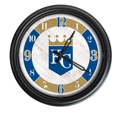 MLB's Kansas City Royals Logo Indoor/Outdoor Logo LED Clock from Holland Bar Stool Co Home Sports Decor for gifts