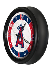 MLB's LA Angels Logo Indoor/Outdoor Logo LED Clock from Holland Bar Stool Co Home Sports Decor for gifts Side View