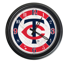 MLB's Minnesota Twins Logo Indoor/Outdoor Logo LED Clock from Holland Bar Stool Co Home Sports Decor for gifts