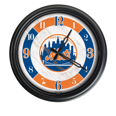 MLB's New York Mets Logo Indoor/Outdoor Logo LED Clock from Holland Bar Stool Co Home Sports Decor for gifts