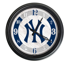 MLB's New York Yankees Logo Indoor/Outdoor Logo LED Clock from Holland Bar Stool Co Home Sports Decor for gifts