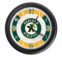 MLB's Oakland Athletics Logo Indoor/Outdoor Logo LED Clock from Holland Bar Stool Co Home Sports Decor for gifts