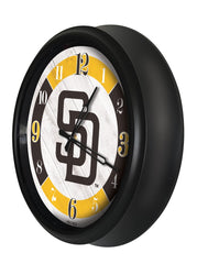 MLB's San Diego Padres Logo Indoor/Outdoor Logo LED Clock from Holland Bar Stool Co Home Sports Decor for gifts Side View