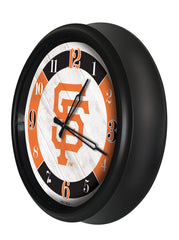 MLB's San Francisco Giants Logo Outdoor LED Clock From Holland Bar Stool Co. Wall Decor  Side View