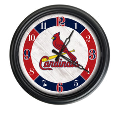 MLB's St Louis Cardinals Logo Outdoor LED Clock From Holland Bar Stool Co. Wall Decor 