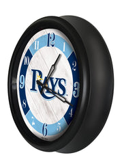 MLB's Tampa Bay Rays Logo Outdoor LED Clock From Holland Bar Stool Co. Wall Decor  Side View