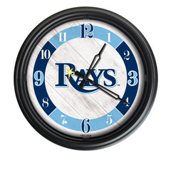 MLB's Tampa Bay Rays Logo Outdoor LED Clock From Holland Bar Stool Co. Wall Decor 