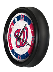 MLB's Washington Nationals Logo Outdoor LED Clock From Holland Bar Stool Co. Wall Decor  Side View
