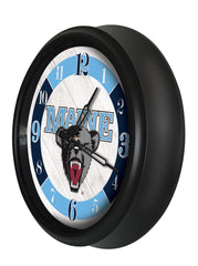 University of Maine Black Bears Logo Indoor/Outdoor Logo LED Clock from Holland Bar Stool Co Home Sports Decor for gifts Side View