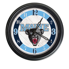 University of Maine Black Bears Logo Indoor/Outdoor Logo LED Clock from Holland Bar Stool Co Home Sports Decor for gifts