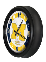 Michigan Wolverines Logo LED Outdoor Clock by Holland Bar Stool Company Home Sports Decor Gift Idea Side View