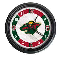 Minnesota Wild Logo Indoor/Outdoor Logo LED Clock from Holland Bar Stool Co Home Sports Decor for gifts