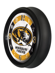 Mizzou Tigers Logo LED Outdoor Clock by Holland Bar Stool Company Home Sports Decor Gift Idea Side View