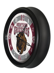 University of Montana Grizzlies Logo Indoor/Outdoor Logo LED Clock from Holland Bar Stool Co Home Sports Decor for gifts Side View