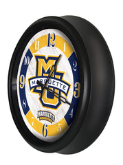 Marquette University Golden Eagles Logo Indoor/Outdoor Logo LED Clock from Holland Bar Stool Co Home Sports Decor for gifts Side View