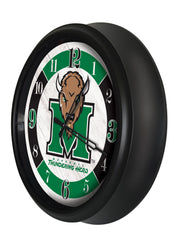 Marshall Thundering Herd Logo Indoor/Outdoor Logo LED Clock from Holland Bar Stool Co Home Sports Decor for gifts Side View
