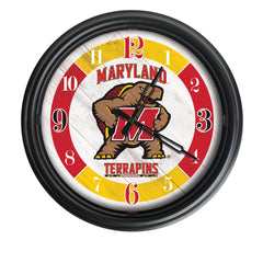 Maryland Terrapins Logo Indoor/Outdoor Logo LED Clock from Holland Bar Stool Co Home Sports Decor for gifts